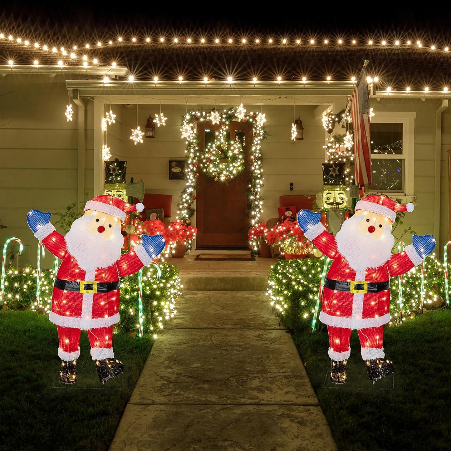 3ft Lighted Christmas Santa Claus - Outdoor Pop-up Holiday Decoration with 80 LED Lights