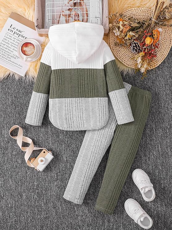 Girls’ Fall/Winter 2-Piece Outfit – Hoodie Sweatshirt & Pants/Leggings Set (Size 4–5T)