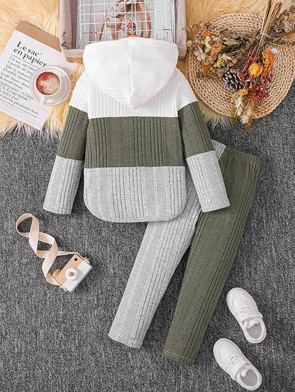 Girls’ Fall/Winter 2-Piece Outfit – Hoodie Sweatshirt & Pants/Leggings Set (Size 4–5T)