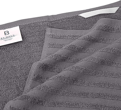 Premium Cotton Kitchen Towels (20"x 28", 6-Pack) | Absorbent Dish Cloths with Hanging Loop | Gray