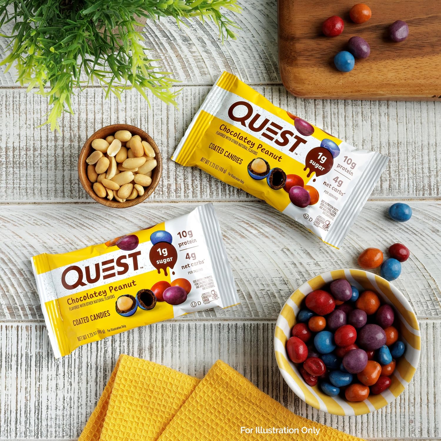 12-Count Quest Chocolatey Peanut Candies: 1g Sugar, 10g Protein, 4g Net Carbs, Keto-Friendly