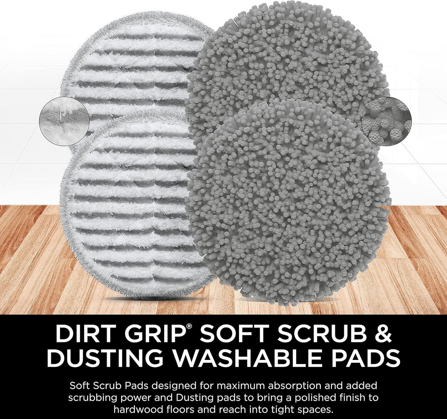 Steam & Scrub Dirt Grip Soft Scrub & Dusting Washable Pads, Fully Reusable