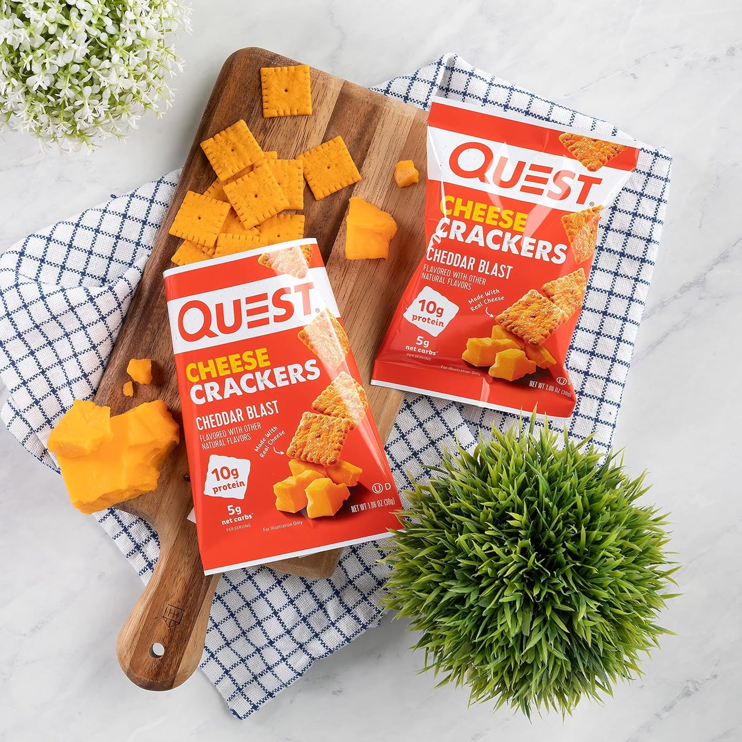 Quest Nutrition Cheddar Blast Cheese Crackers – 12 Packs | 10g Protein, 5g Net Carbs, 1g Sugar