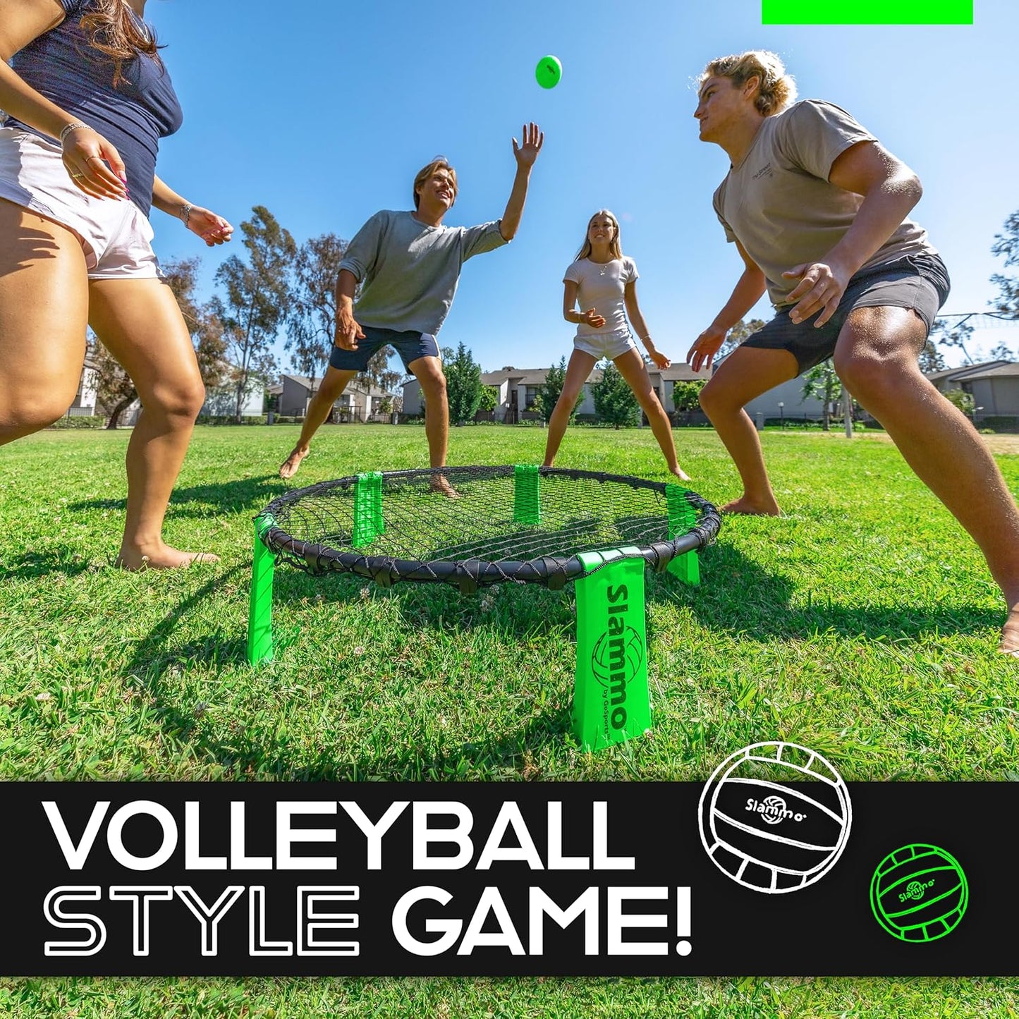 Slammo Outdoor Game Set – Fun Holiday Gift for Kids, Teens, and Family (Includes 3 Balls, Carrying Case, and Rules)
