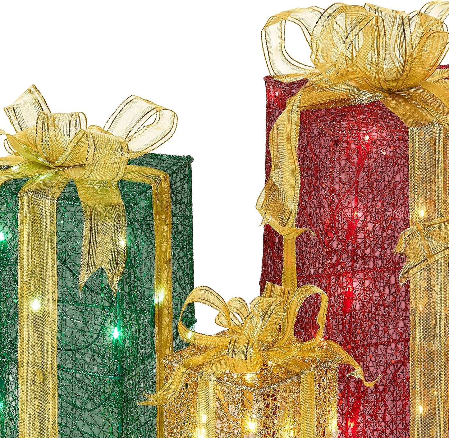 3-Piece Artificial Christmas Décor Set with Pre-Strung White Mini Lights