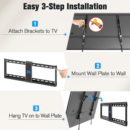 Universal Tilt TV Wall Mount for 37–75” TVs – Fits 16", 18", 24" Studs, Max VESA 600x400, Holds up to 132lbs, Low Profile