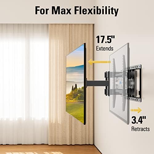 Full Motion TV Wall Mount for 32–65” TVs – Swivel, Tilt, Dual Arms, Fits 16” Studs, Max VESA 400x400, Holds up to 99lbs