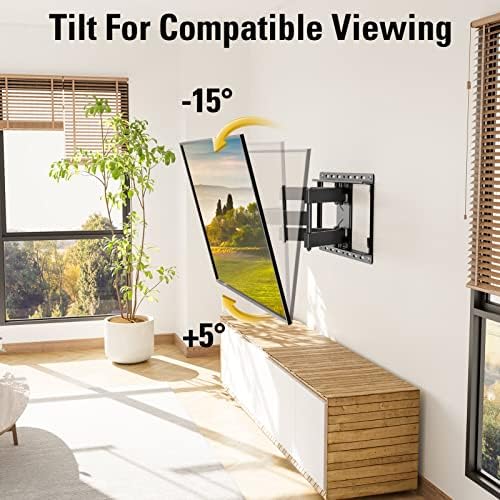 Full Motion TV Wall Mount for 32–65” TVs – Swivel, Tilt, Dual Arms, Fits 16” Studs, Max VESA 400x400, Holds up to 99lbs