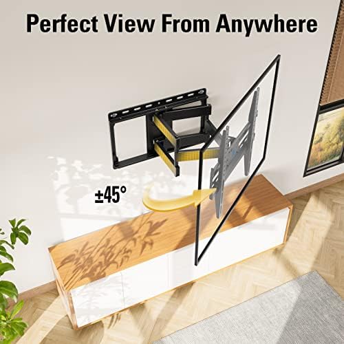 Full Motion TV Wall Mount for 32–65” TVs – Swivel, Tilt, Dual Arms, Fits 16” Studs, Max VESA 400x400, Holds up to 99lbs