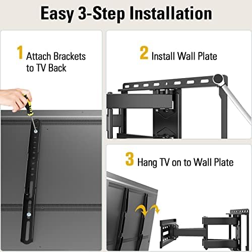 Full Motion TV Wall Mount for 32–65” TVs – Swivel, Tilt, Dual Arms, Fits 16” Studs, Max VESA 400x400, Holds up to 99lbs