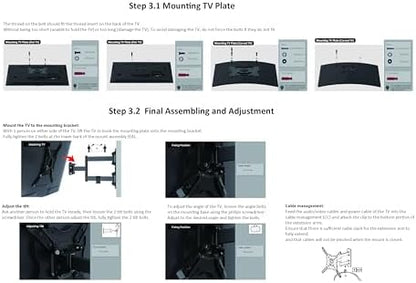Full Motion Articulating Wall Mount for 26” to 55” TVs – Fits Flat Panels up to 80lbs, Black