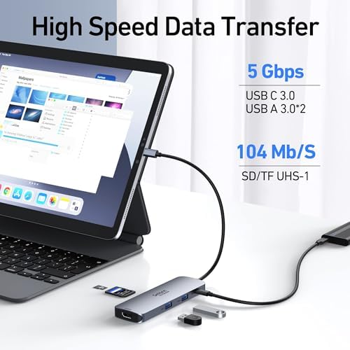 USB-C Docking Station with Dual HDMI, PD Charging, SD/TF, USB A&C 3.0 Ports – Compatible with Laptops like Dell XPS, HP, Lenovo, Surface, Yoga, and More