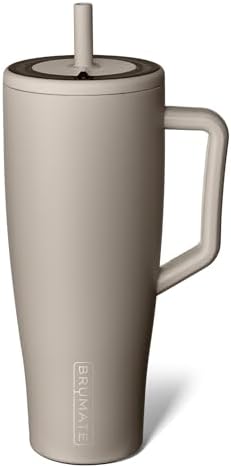 40 oz Insulated Tumbler with Handle and Straw, Leakproof, Stainless Steel, Cup Holder Friendly, Mocha