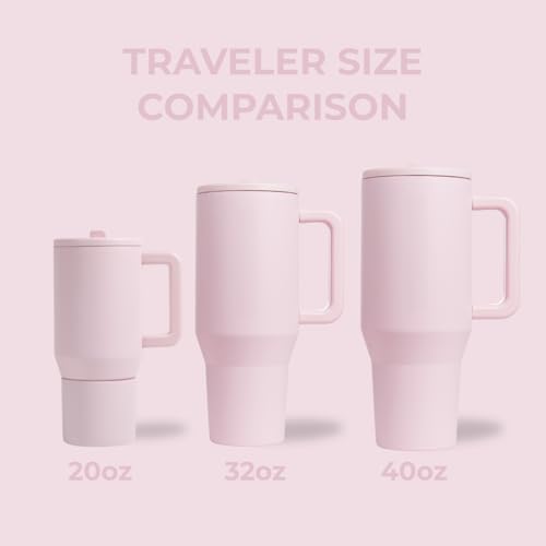 40 oz Water Bottle with Handle & Flip Straw, Leak-Resistant, Insulated Stainless Steel, Pink Sand
