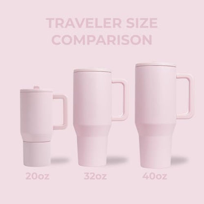 40 oz Water Bottle with Handle & Flip Straw, Leak-Resistant, Insulated Stainless Steel, Pink Sand