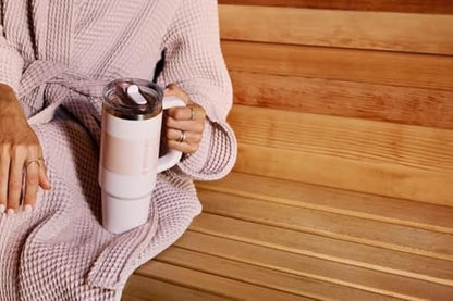 30 oz Insulated Tumbler with Flip Straw, Leakproof Lid, Built-In Handle, Cupholder Compatible, Rose Quartz