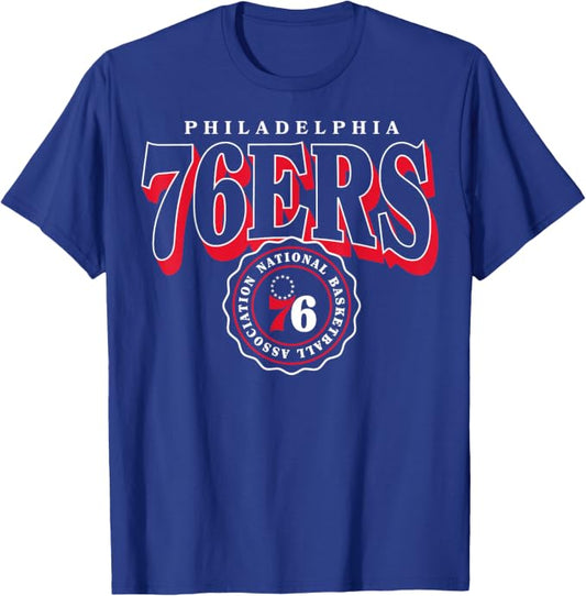 Philadelphia 76ers Arched Crest Graphic T-Shirt – Official NBA Navy Blue Fan Tee, Small
