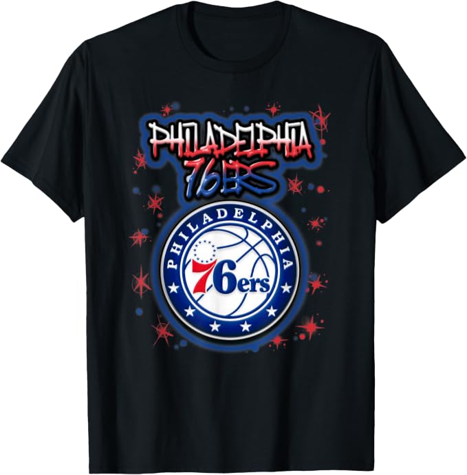 Philadelphia 76ers Official NBA Barred Player T-Shirt – Black Basketball Fan Tee, Small