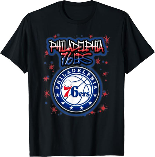 Philadelphia 76ers Official NBA Barred Player T-Shirt – Black Basketball Fan Tee, Small