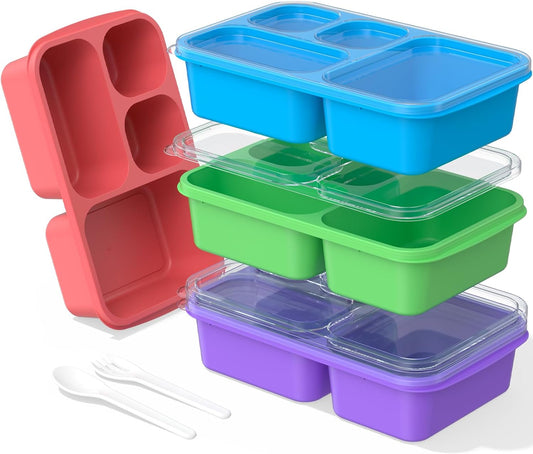 4-Pack Bento Lunch Box Set - Microwave & Dishwasher Safe