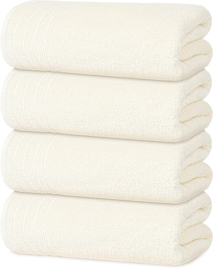 Extra Large 100% Cotton Bath Towels – Lightweight, Quick-Drying & Absorbent (4-Pack)