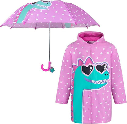 Kids Umbrella & Rain Coats Set for Girls and Boys