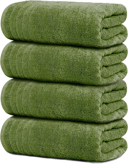 Extra Large 100% Cotton Bath Towels – Lightweight, Quick-Drying & Absorbent (4-Pack)