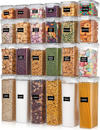 24-Piece Airtight Plastic Food Storage Container Set with Lids for Kitchen and Pantry Organization