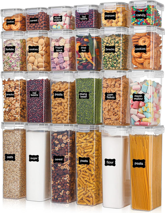 24-Piece Airtight Plastic Food Storage Container Set with Lids for Kitchen and Pantry Organization
