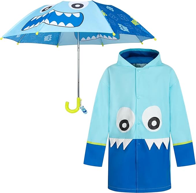 Kids Umbrella & Rain Coats Set for Girls and Boys