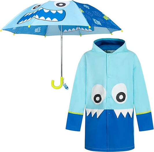 Kids Umbrella & Rain Coats Set for Girls and Boys