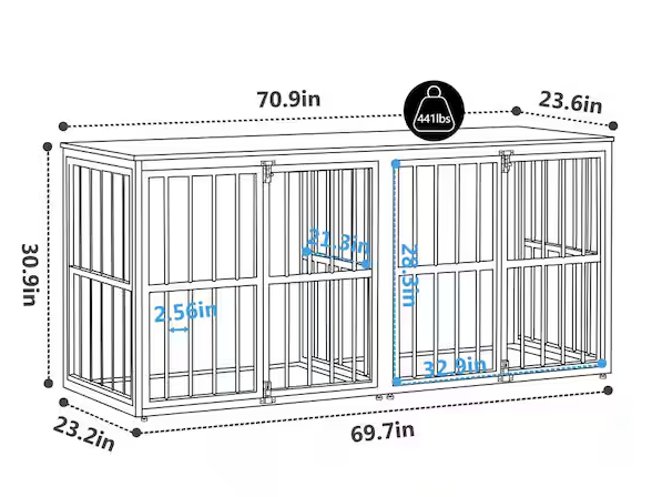 Wooden Dog Crate Furniture & Kennel – Stylish Doghouse with Divider and Accent Storage Cabinet
