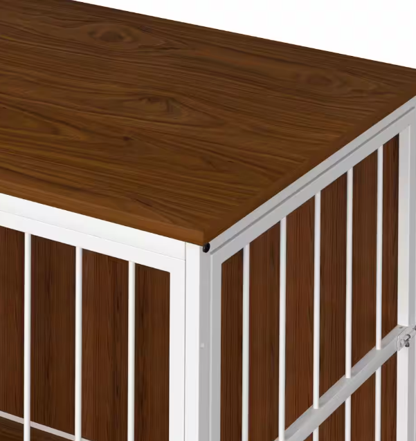 Wooden Dog Crate Furniture & Kennel – Stylish Doghouse with Divider and Accent Storage Cabinet