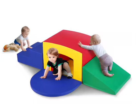 5-Piece Soft Foam Playset Toddler Indoor Climbing Toys with Stairs, Ramp, and Tunnel