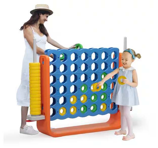 4.9 ft Wide Indoor/Outdoor Giant 4 in a Row Connect Game – Orange and Blue
