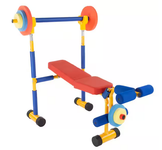 Beginner's Toy Weight Bench Workout Equipment Set
