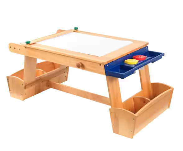 Art Table with Drying Rack and Storage Compartments