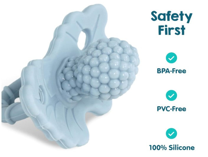 Silicone Teether Pacifier – BPA-Free, Freezable Fruit-Texture Teething Relief (Red)