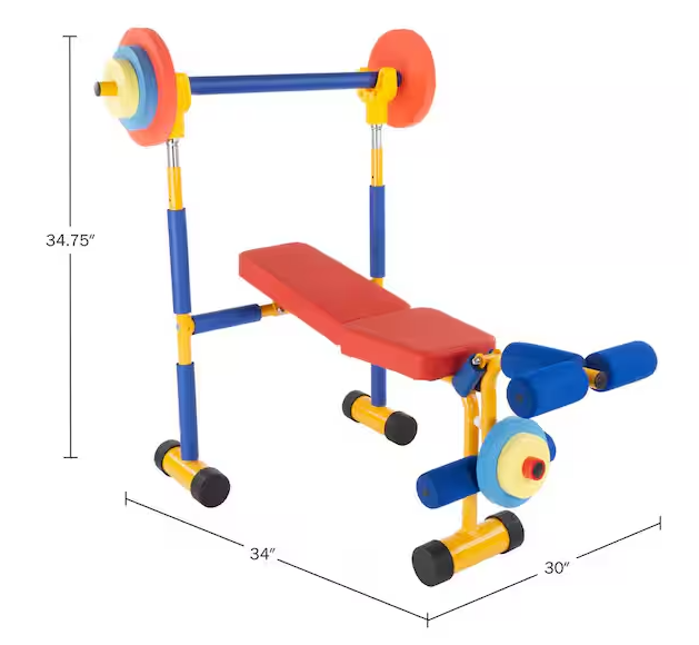 Beginner's Toy Weight Bench Workout Equipment Set