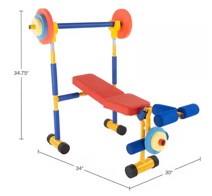 Beginner's Toy Weight Bench Workout Equipment Set