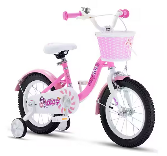 16-inch Chipmunk Kids Bicycle with Basket, Training Wheels, and Kickstand - Pink