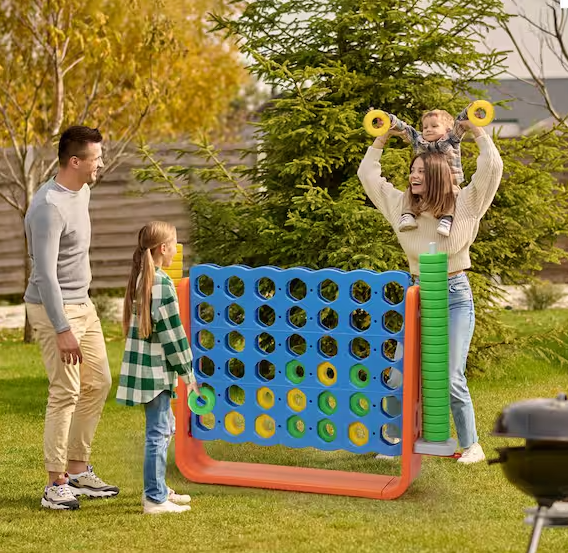 4.9 ft Wide Indoor/Outdoor Giant 4 in a Row Connect Game – Orange and Blue