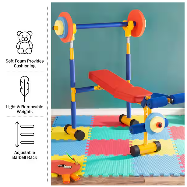 Beginner's Toy Weight Bench Workout Equipment Set