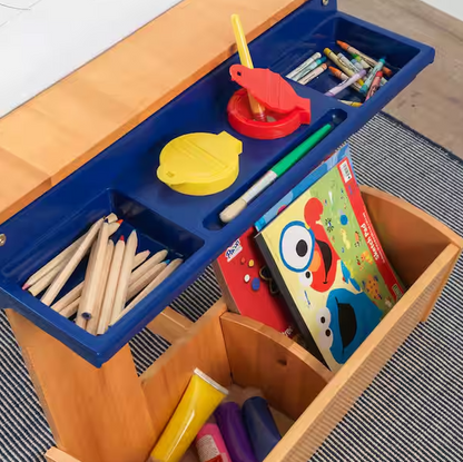 Art Table with Drying Rack and Storage Compartments