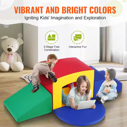 5-Piece Soft Foam Playset Toddler Indoor Climbing Toys with Stairs, Ramp, and Tunnel