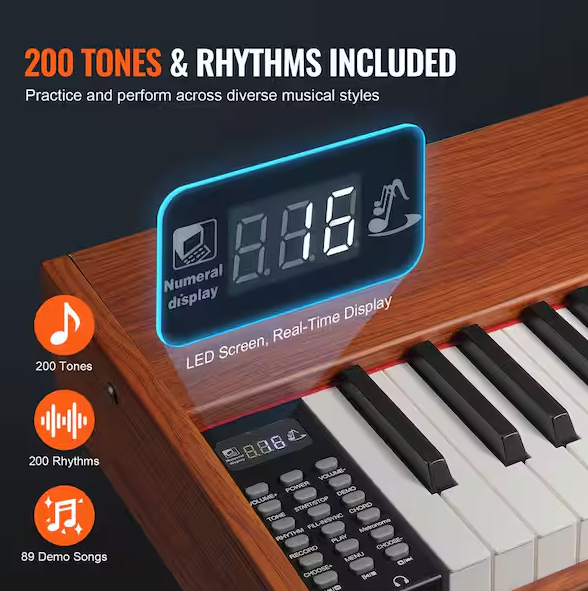 88-Key Weighted Digital Piano: Fully Weighted Keys, Dual Keyboard, Built-in Speakers, and 4-Legged Stand