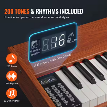 88-Key Weighted Digital Piano: Fully Weighted Keys, Dual Keyboard, Built-in Speakers, and 4-Legged Stand