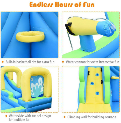 Multi-Color Inflatable Water Slide: Kids Bounce House Castle Splash Pool (No Blower Included)