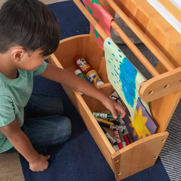 Art Table with Drying Rack and Storage Compartments