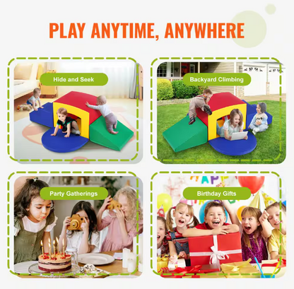 5-Piece Soft Foam Playset Toddler Indoor Climbing Toys with Stairs, Ramp, and Tunnel